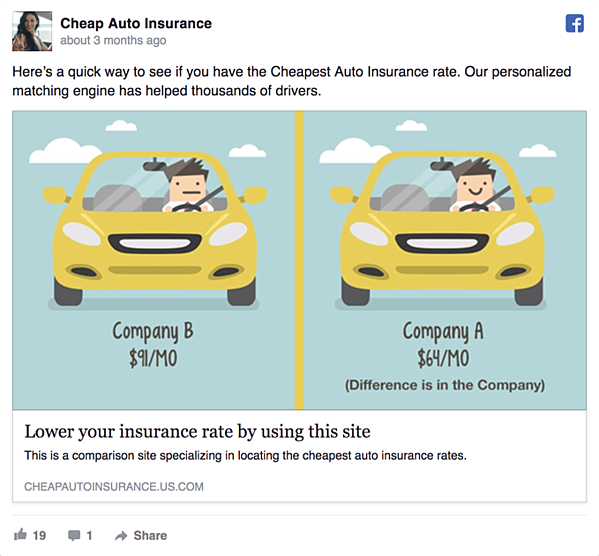Insurance facebook ad examples top