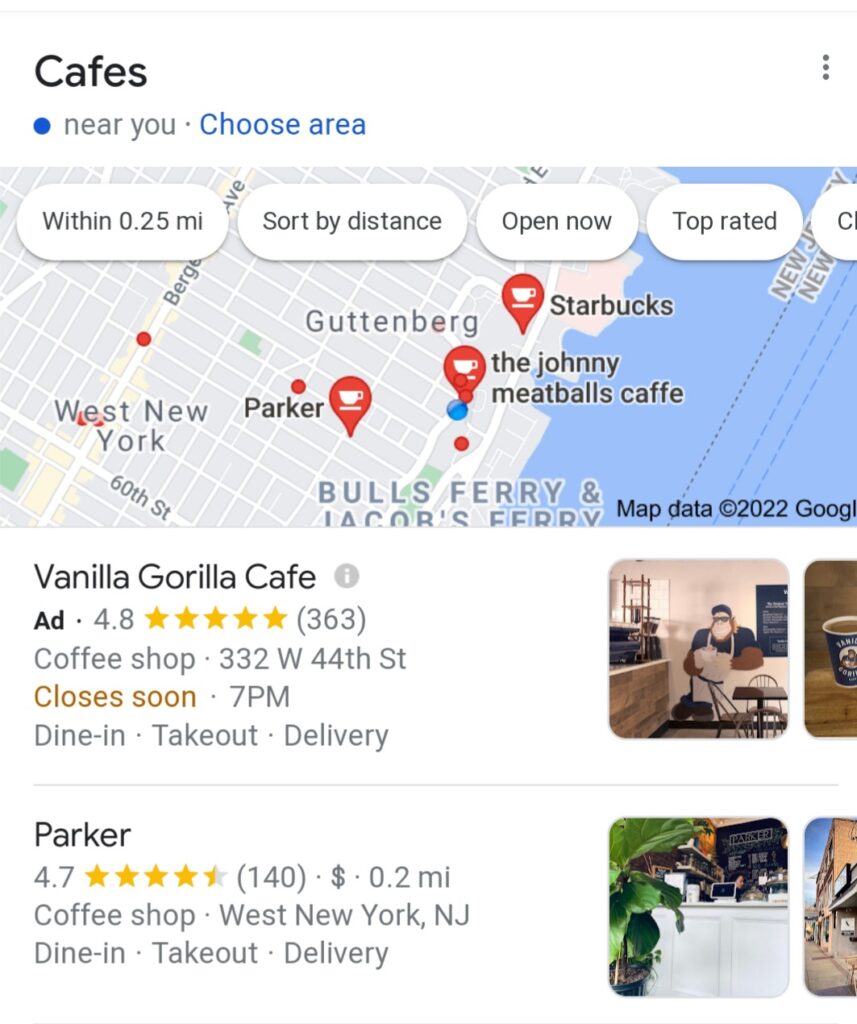 cafe ads search