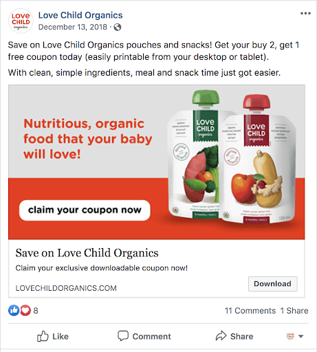 social media ad for organic products